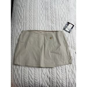 Vintage Y2K Deadstock Rampage Tan Fold Over Mini Micro Skirt 2000s Academia